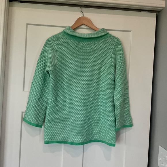 BODEN Audrey Mock Neck Waffle Knit Wool Blend Wide Sleeve Sweater Size 8 - Picture 2 of 12